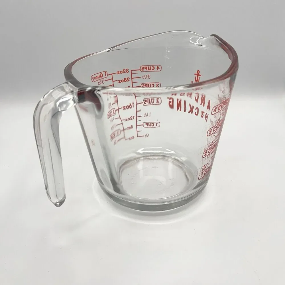Anchor Hocking 4 Cup Glass Measuring Cup 32oz Red Lettering #8